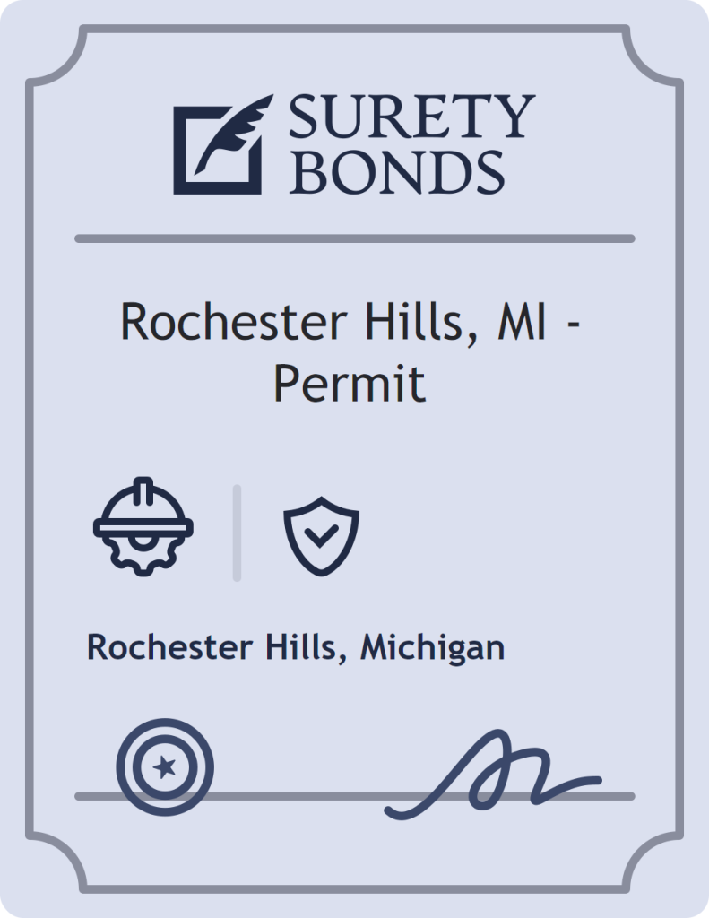Surety bond badge for Rochester Hills, MI - Permit
