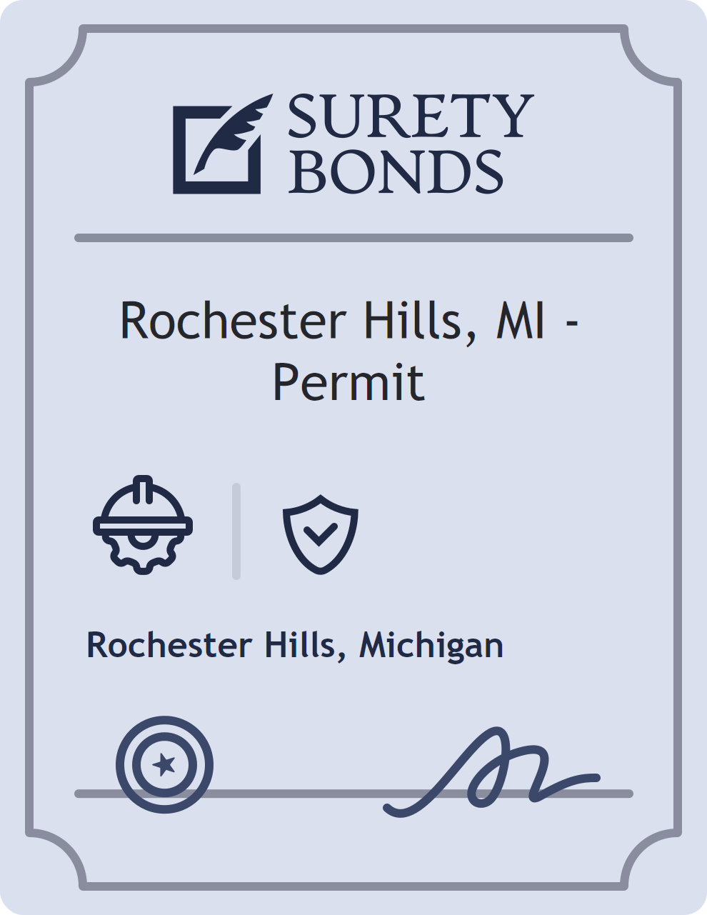 Surety bond badge for Rochester Hills, MI - Permit