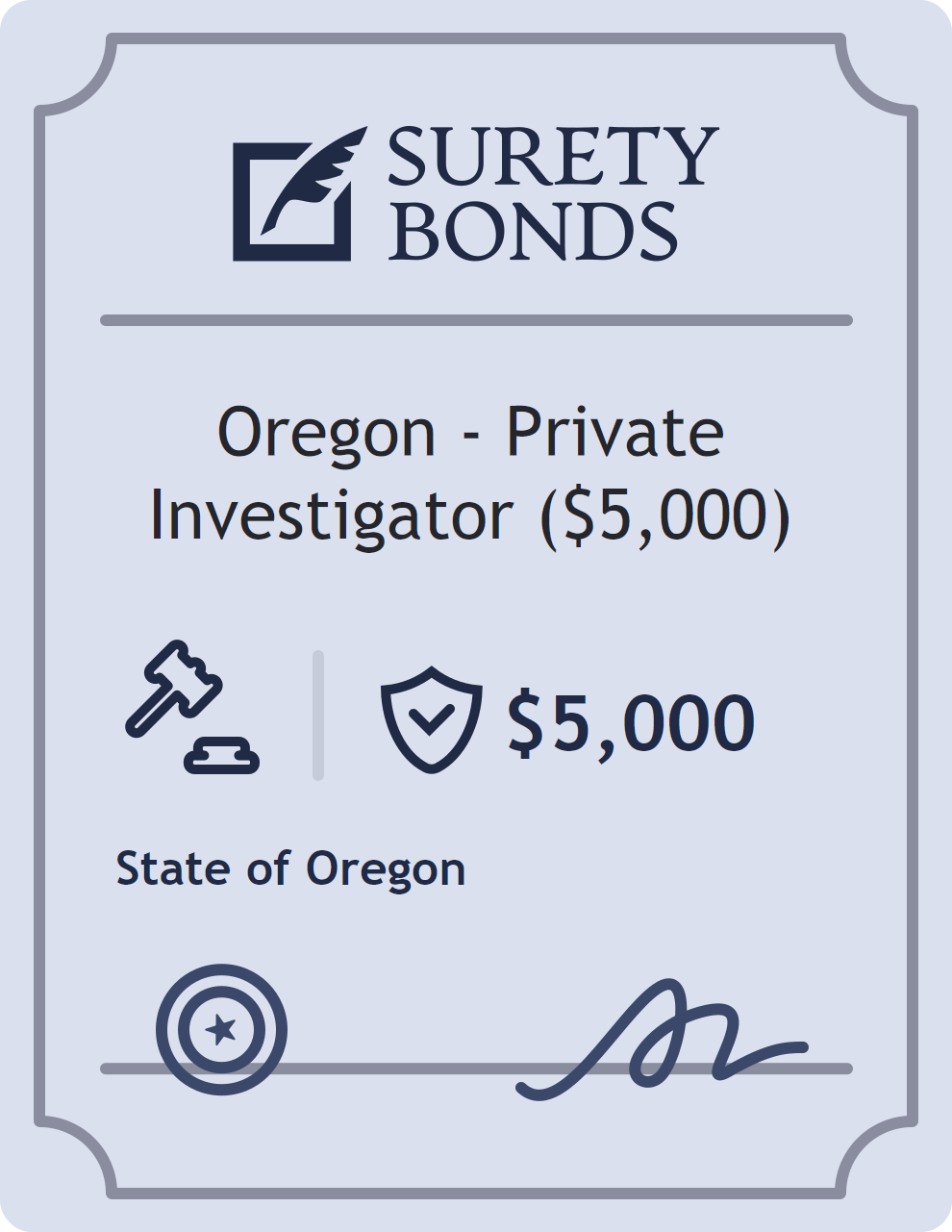 Surety bond badge for Oregon - Private Investigator ($5,000)