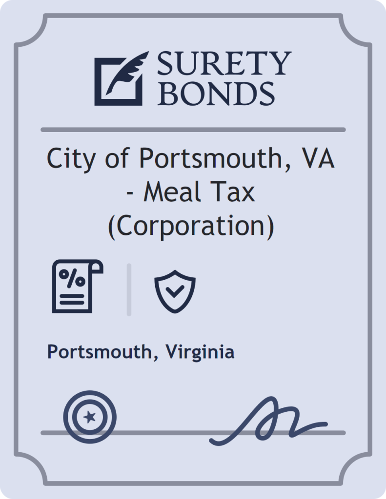 Surety bond badge for City of Portsmouth, VA - Meal Tax (Corporation)