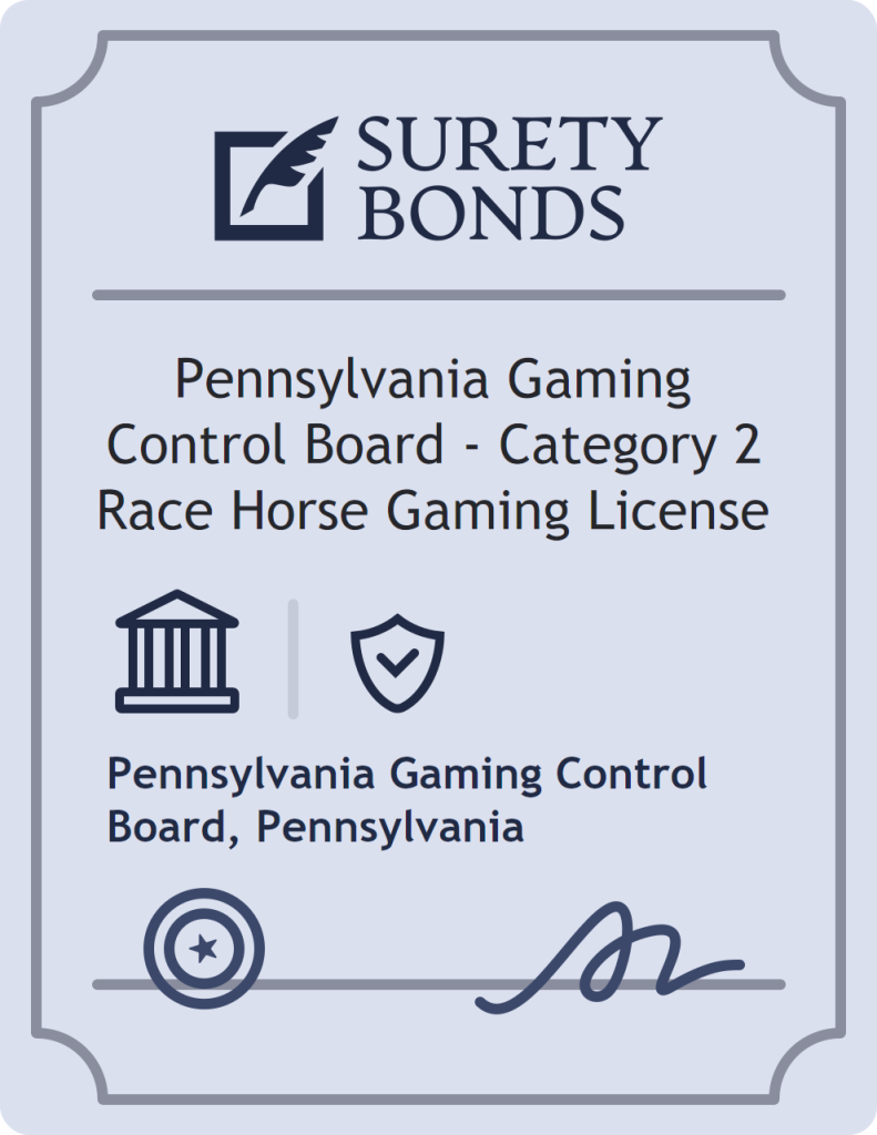 Surety bond badge for Pennsylvania Gaming Control Board - Category 2 Race Horse Gaming License