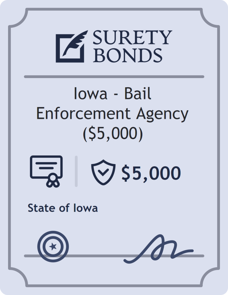 Surety bond badge for Iowa - Bail Enforcement Agency ($5,000)