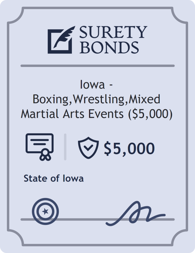 Surety bond badge for Iowa - Boxing,Wrestling,Mixed Martial Arts Events ($5,000)