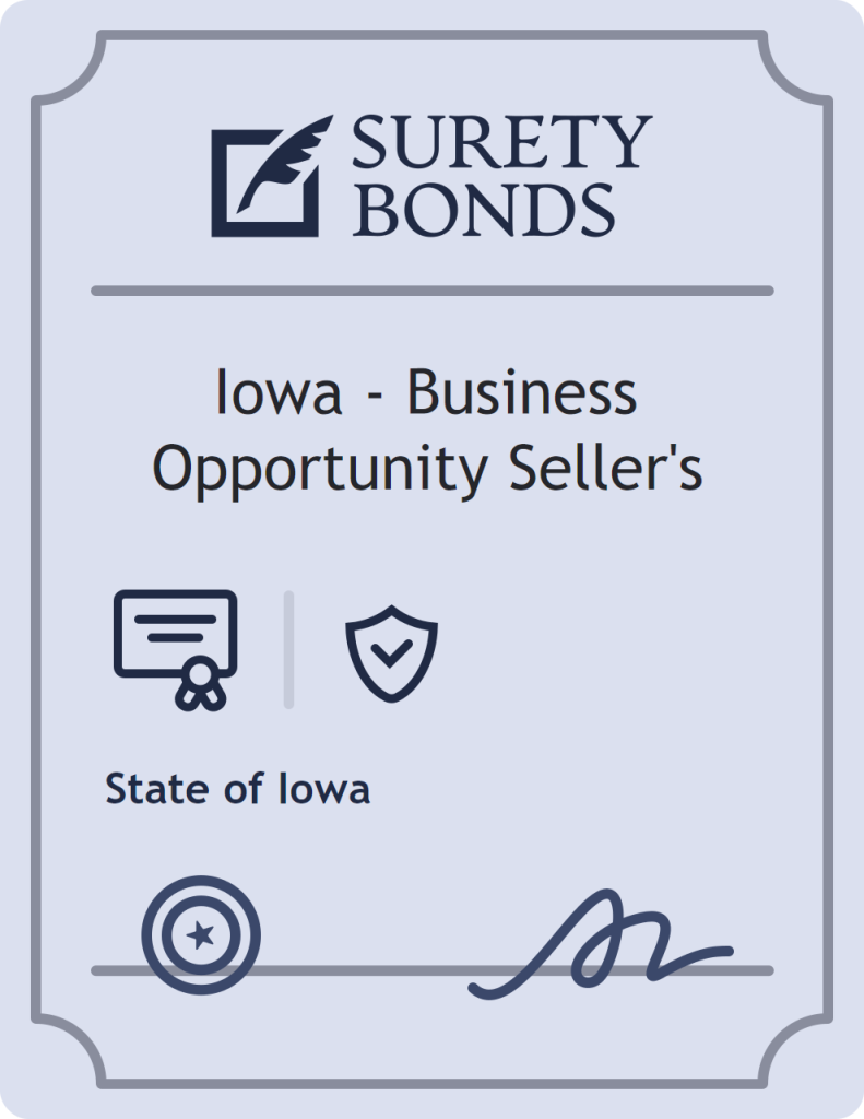 Surety bond badge for Iowa - Business Opportunity Seller's
