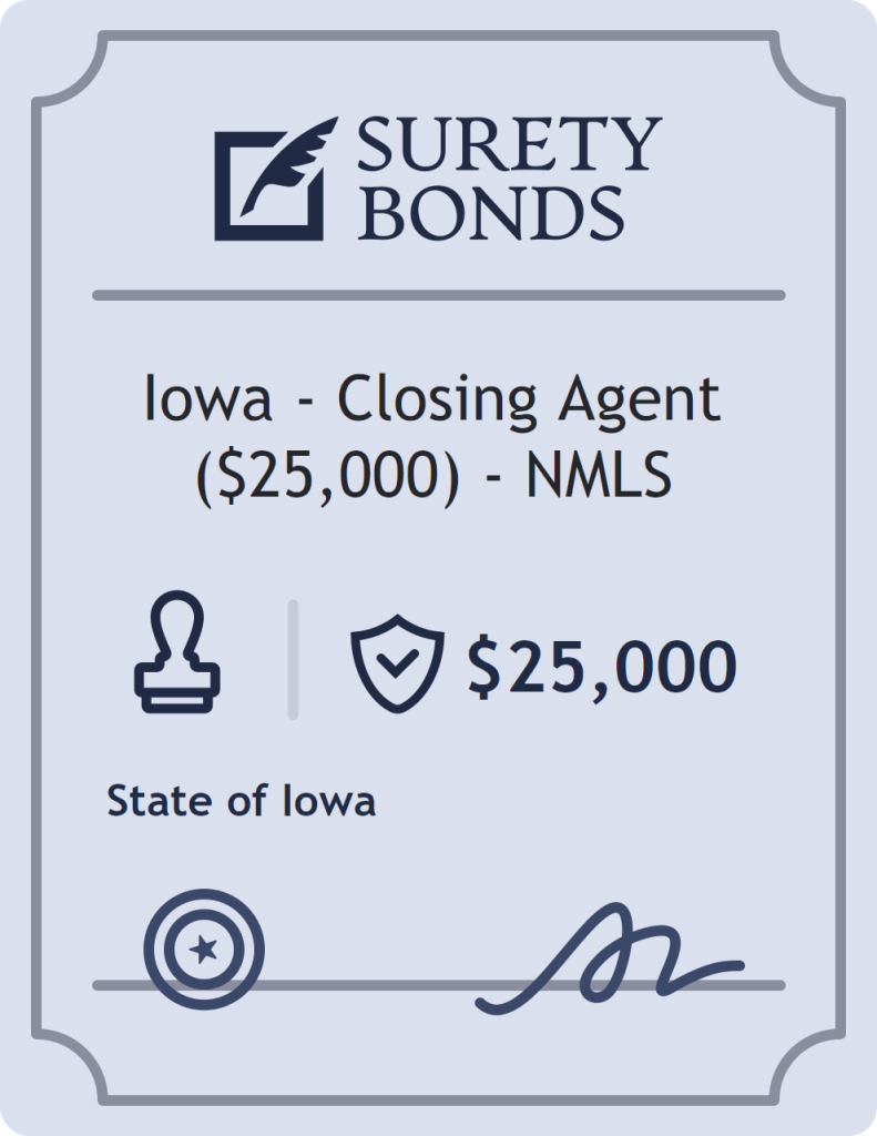 Surety bond badge for Iowa - Closing Agent ($25,000) - NMLS