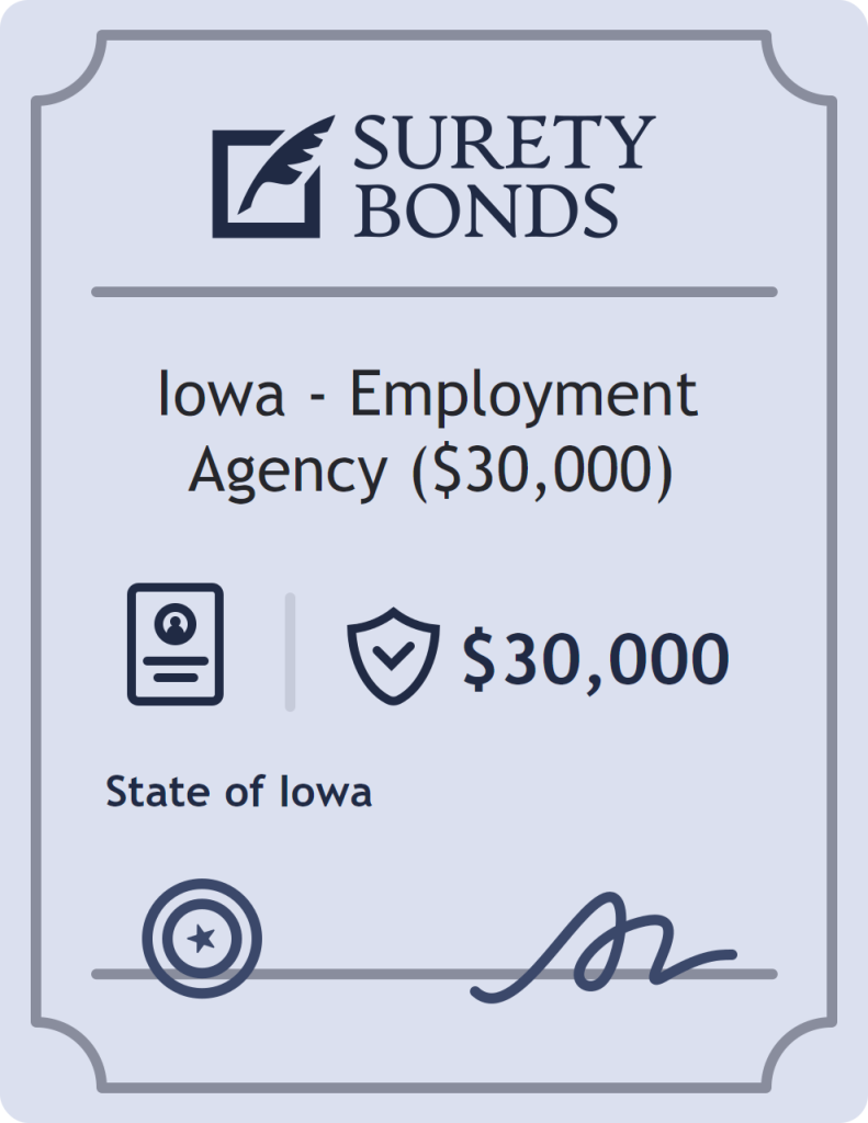 Surety bond badge for Iowa - Employment Agency ($30,000)