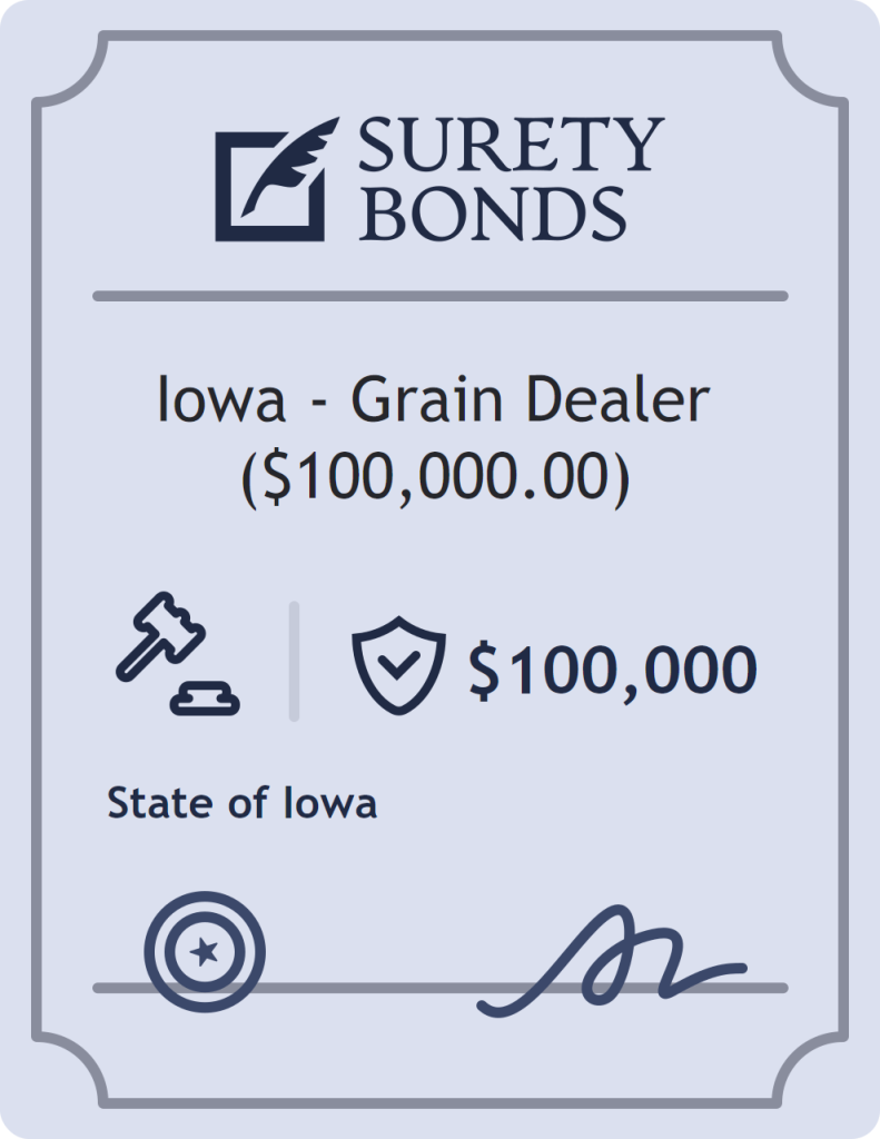 Surety bond badge for Iowa - Grain Dealer ($100,000.00)