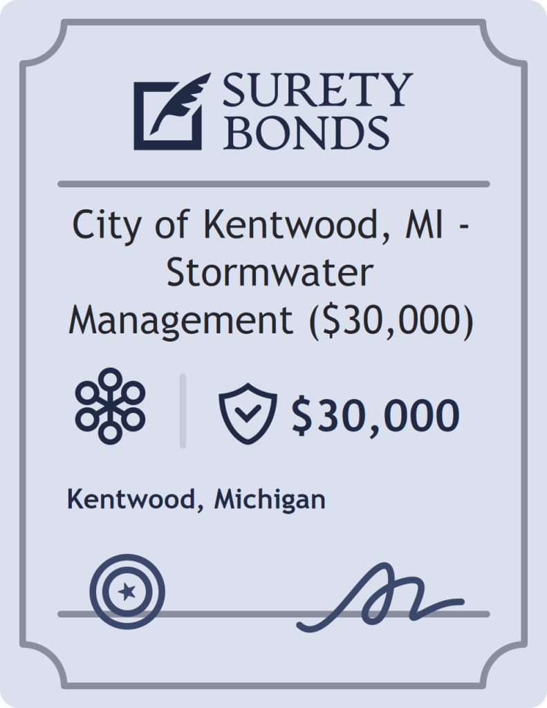 Surety bond badge for City of Kentwood, MI - Stormwater Management ($30,000)