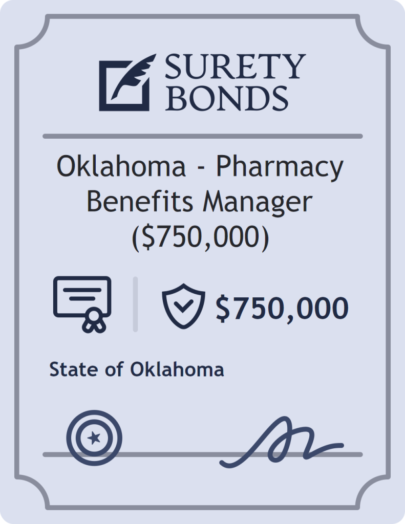Surety bond badge for Oklahoma - Pharmacy Benefits Manager ($750,000)