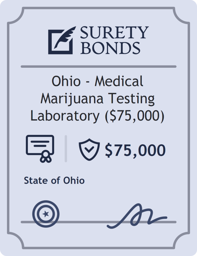 Surety bond badge for Ohio - Medical Marijuana Testing Laboratory ($75,000)