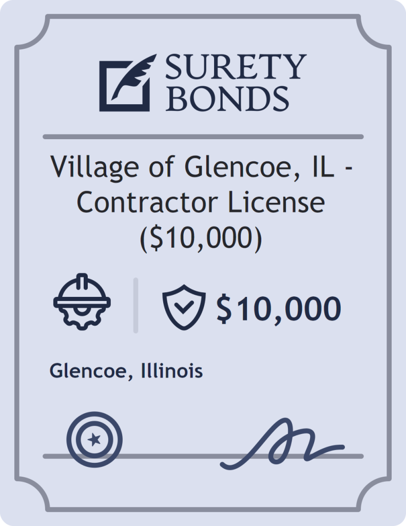 Surety bond badge for Village of Glencoe, IL - Contractor License ($10,000)