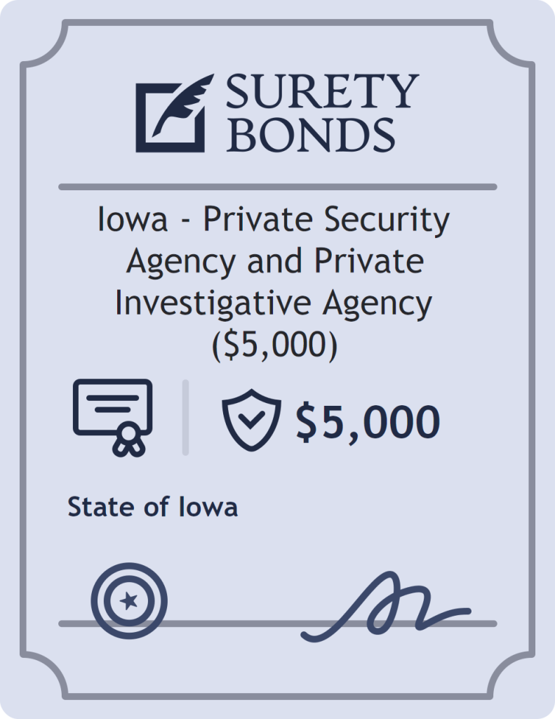Surety bond badge for Iowa - Private Security Agency and Private Investigative Agency ($5,000)