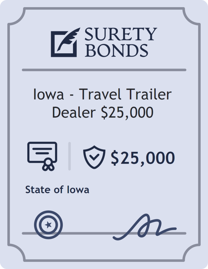 Surety bond badge for Iowa - Travel Trailer Dealer $25,000