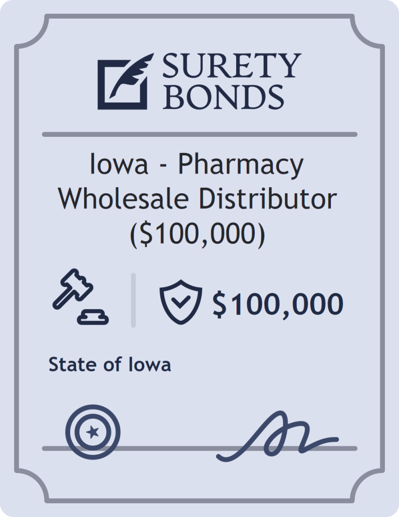 Surety bond badge for Iowa - Pharmacy Wholesale Distributor ($100,000)