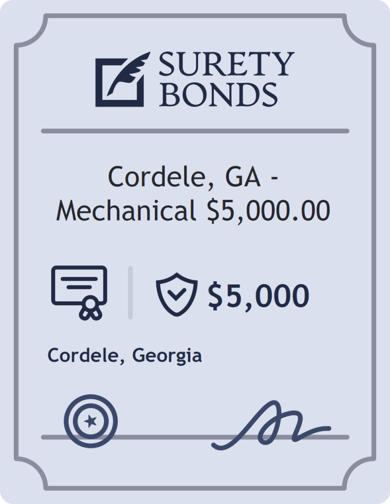 Surety bond badge for Cordele, GA - Mechanical $5,000.00