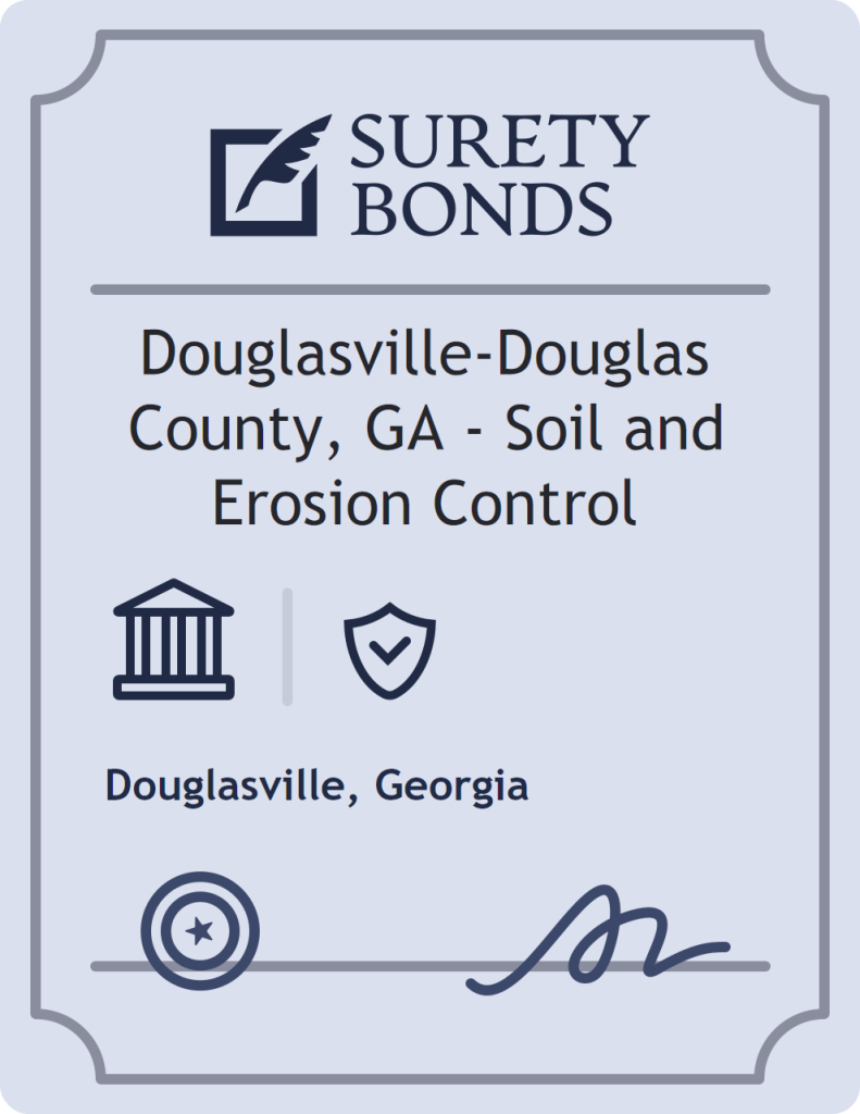 Surety bond badge for Douglasville-Douglas County, GA - Soil and Erosion Control