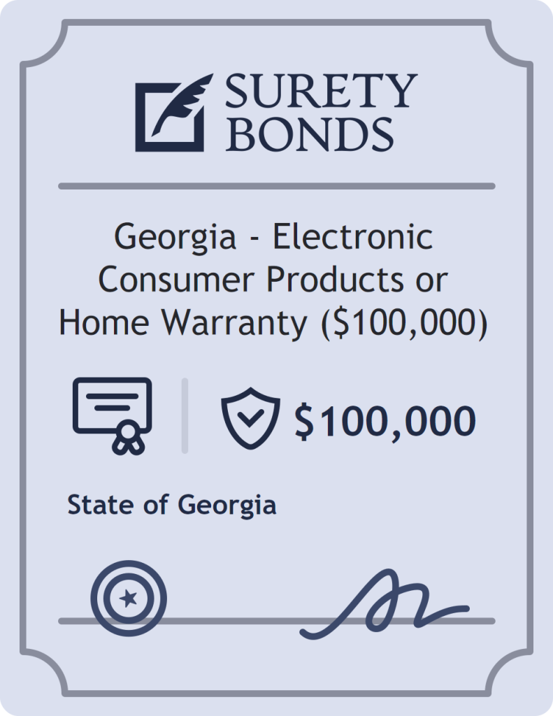 Surety bond badge for Georgia - Electronic Consumer Products or Home Warranty ($100,000)