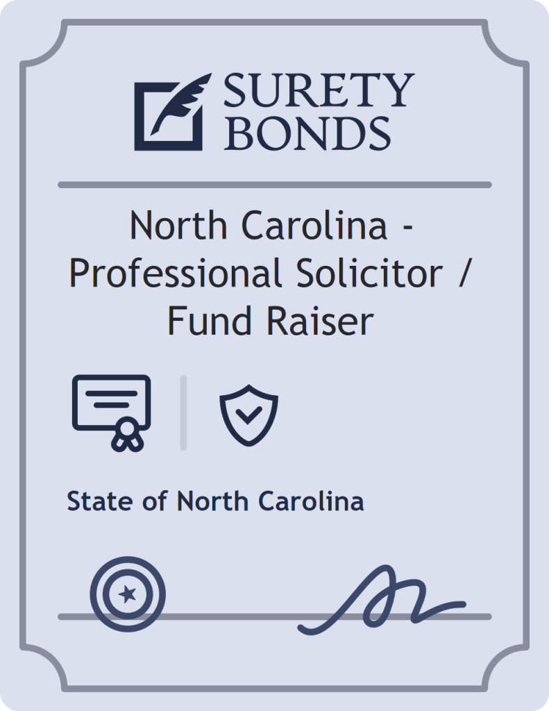Surety bond badge for North Carolina - Professional Solicitor / Fund Raiser