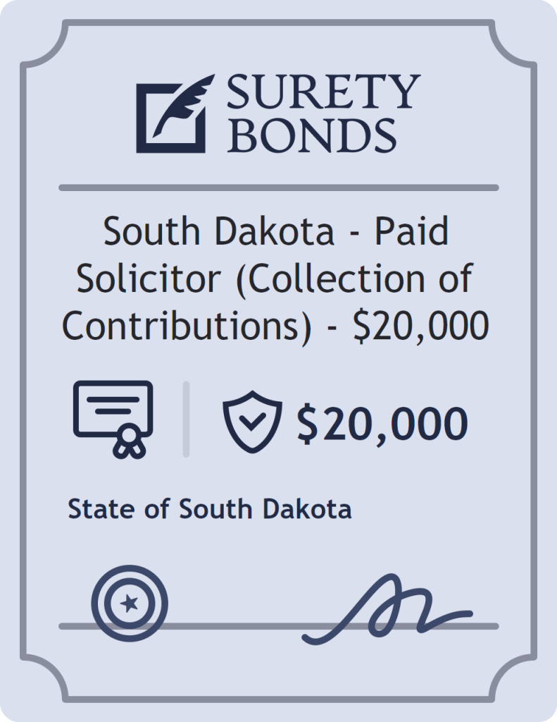 Surety bond badge for South Dakota - Paid Solicitor (Collection of Contributions) - $20,000