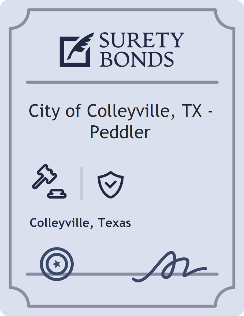 Surety bond badge for City of Colleyville, TX - Peddler