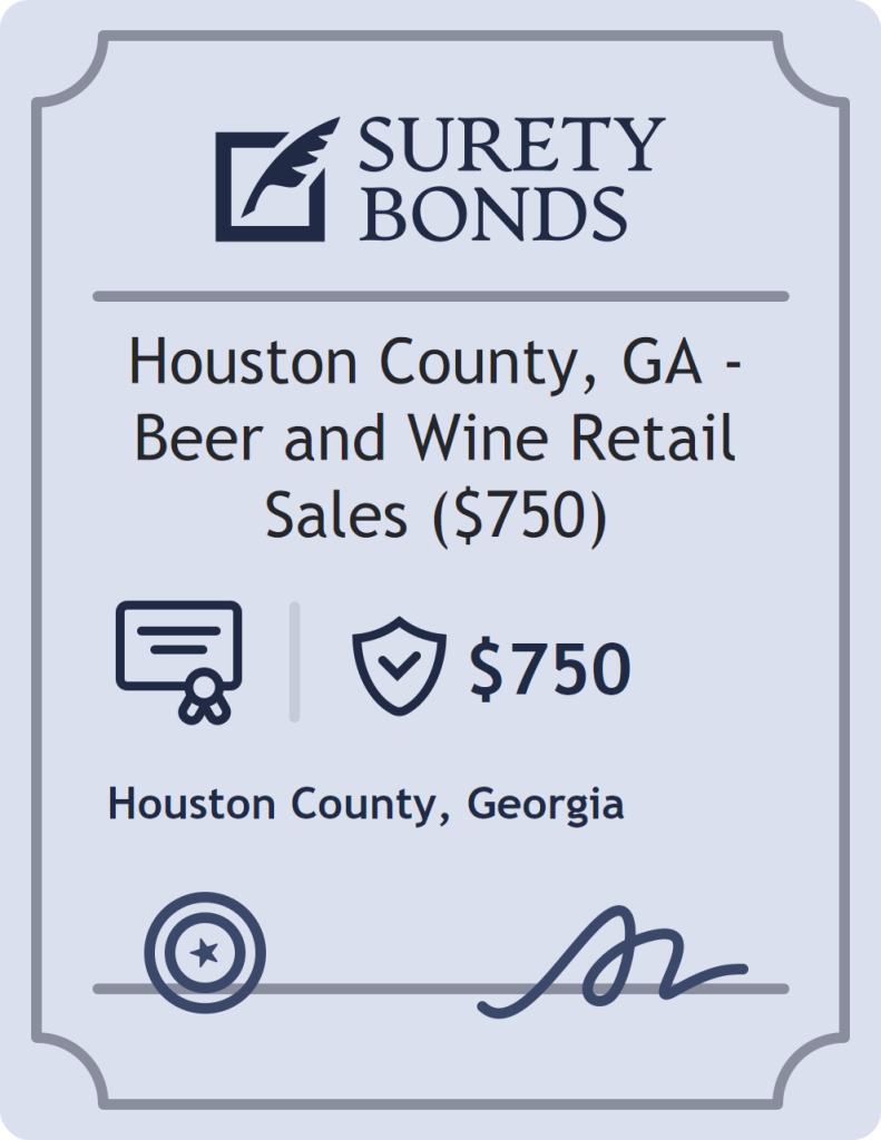 Surety bond badge for Houston County, GA - Beer and Wine Retail Sales ($750)