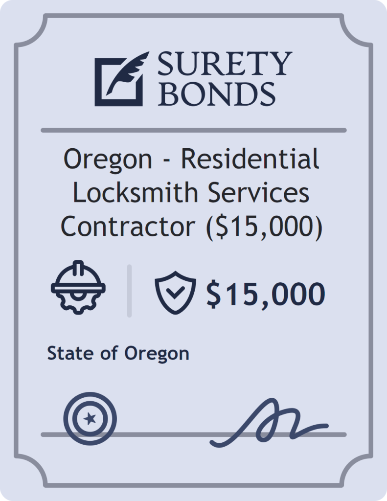 Surety bond badge for Oregon - Residential Locksmith Services Contractor ($15,000)