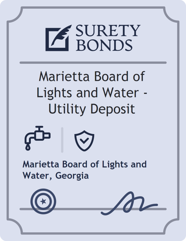 Surety bond badge for Marietta Board of Lights and Water - Utility Deposit