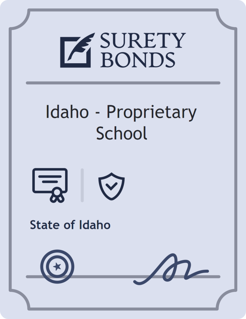 Surety bond badge for Idaho - Proprietary School