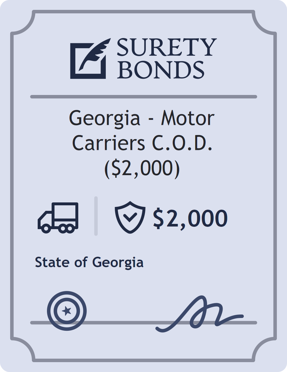 Surety bond badge for Georgia - Motor Carriers C.O.D. ($2,000)