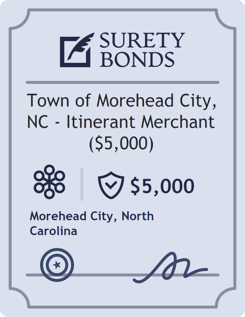 Surety bond badge for Town of Morehead City, NC - Itinerant Merchant ($5,000)