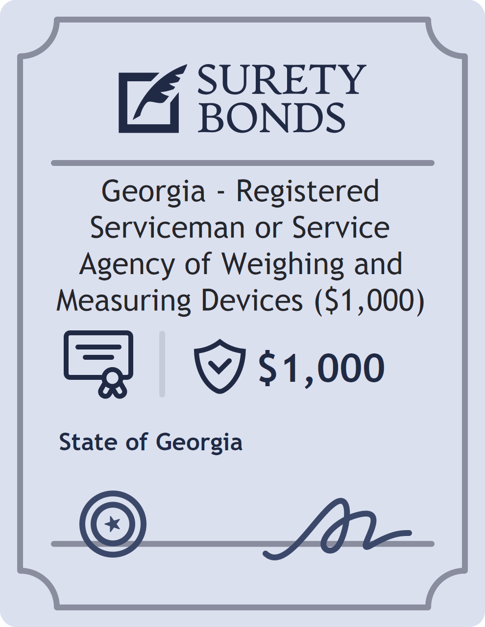 Surety bond badge for Georgia - Registered Serviceman or Service Agency of Weighing and Measuring Devices ($1,000)