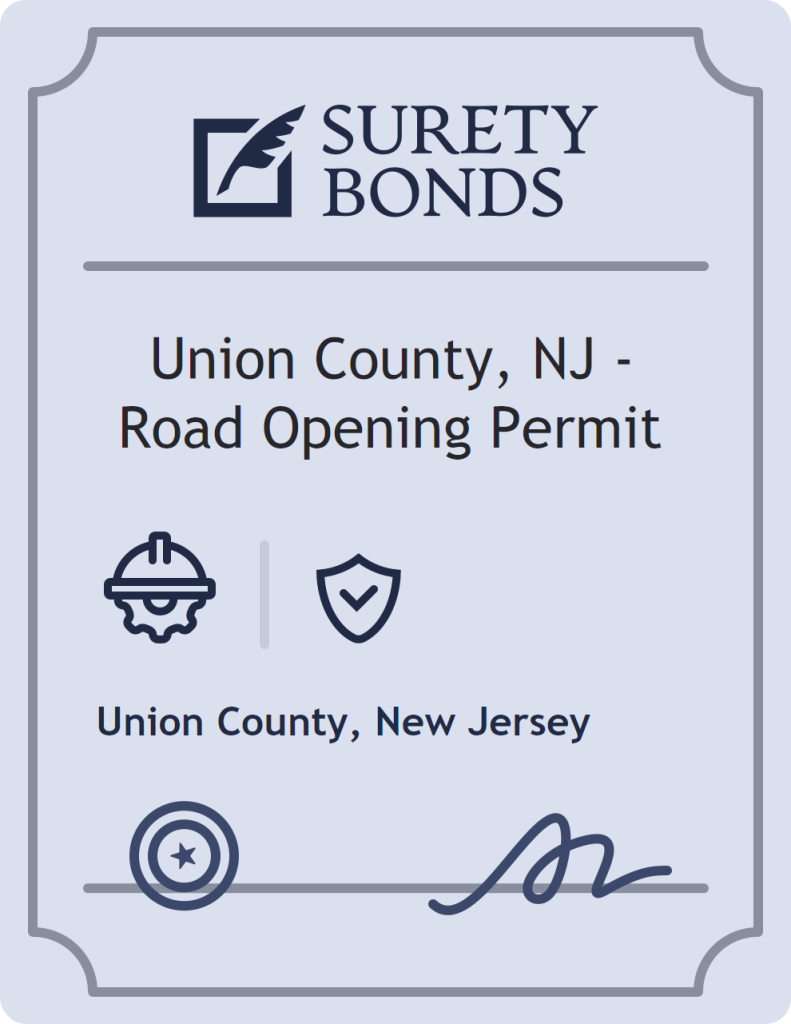 Surety bond badge for Union County, NJ - Road Opening Permit