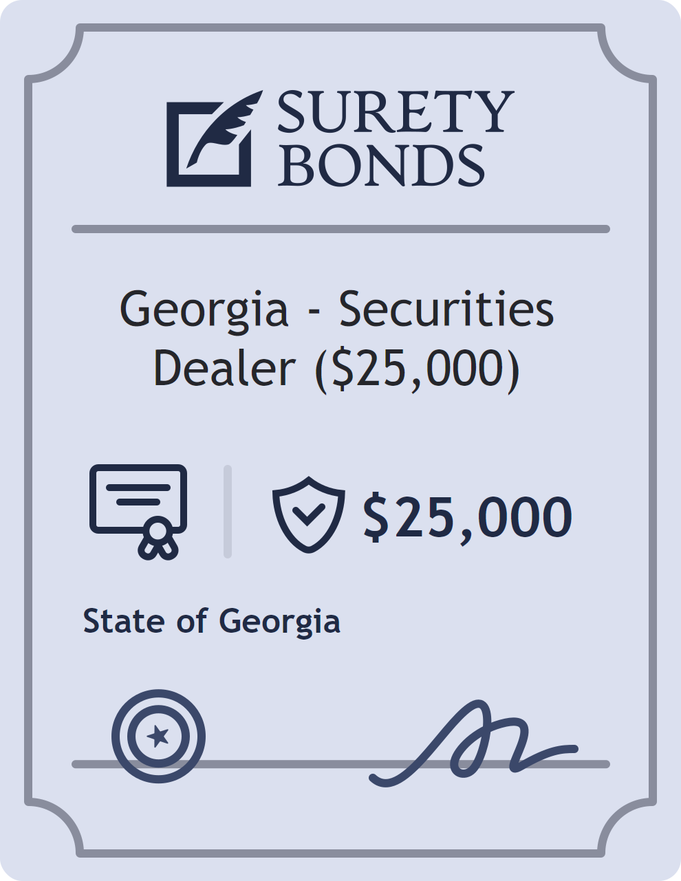 Surety bond badge for Georgia - Securities Dealer ($25,000)