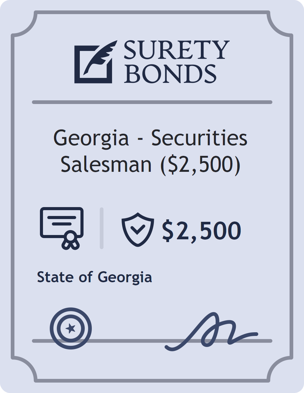 Surety bond badge for Georgia - Securities Salesman ($2,500)