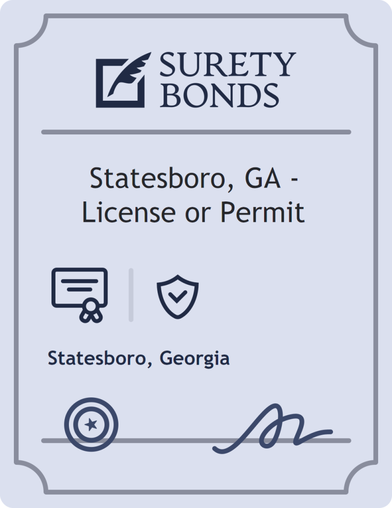 Surety bond badge for Statesboro, GA - License or Permit