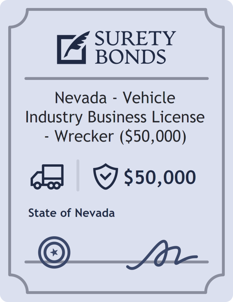 Surety bond badge for Nevada - Vehicle Industry Business License - Wrecker ($50,000)
