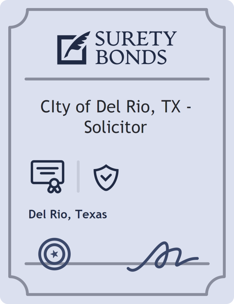 Surety bond badge for CIty of Del Rio, TX - Solicitor