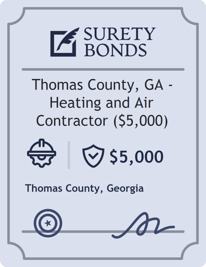 Surety bond badge for Thomas County, GA - Heating and Air Contractor ($5,000)