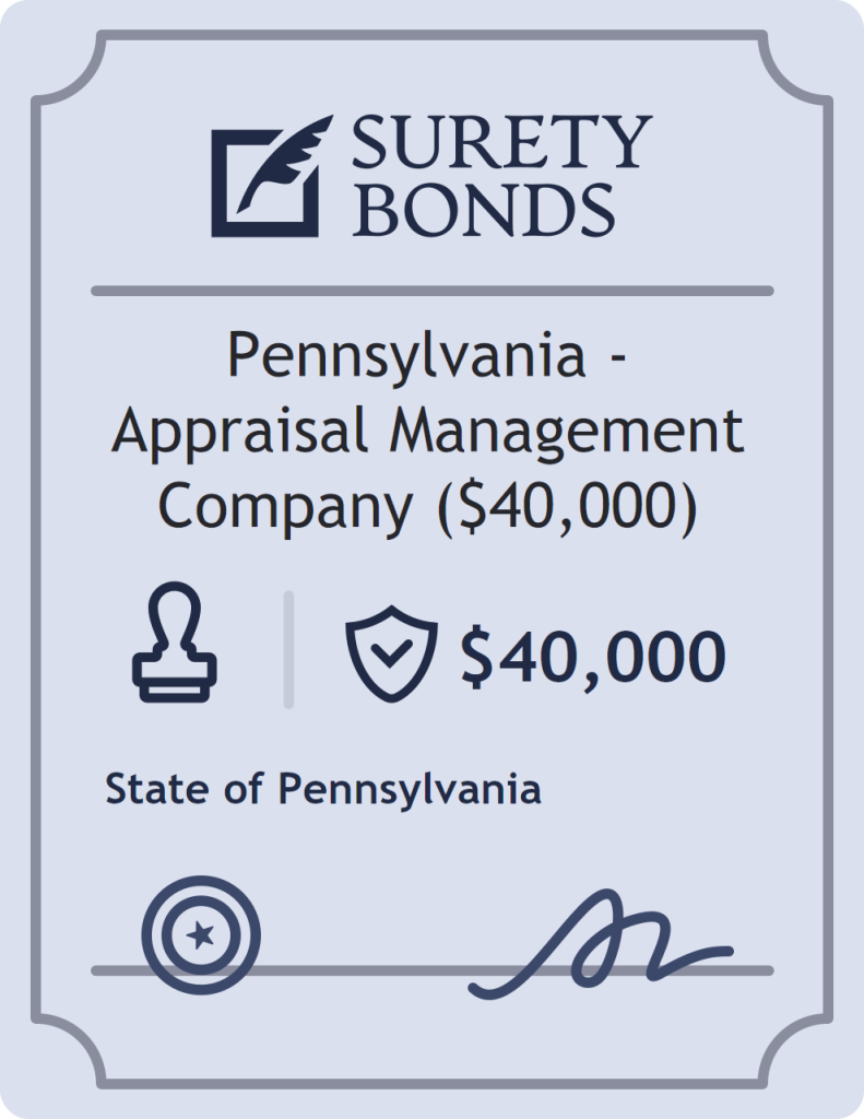 Surety bond badge for Pennsylvania - Appraisal Management Company ($40,000)
