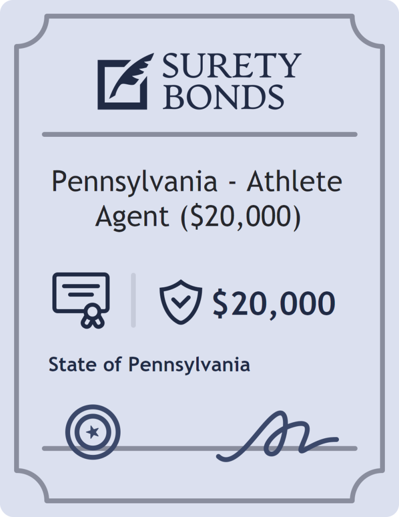 Surety bond badge for Pennsylvania - Athlete Agent ($20,000)