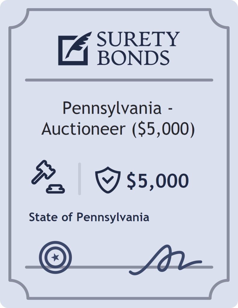 Surety bond badge for Pennsylvania - Auctioneer ($5,000)