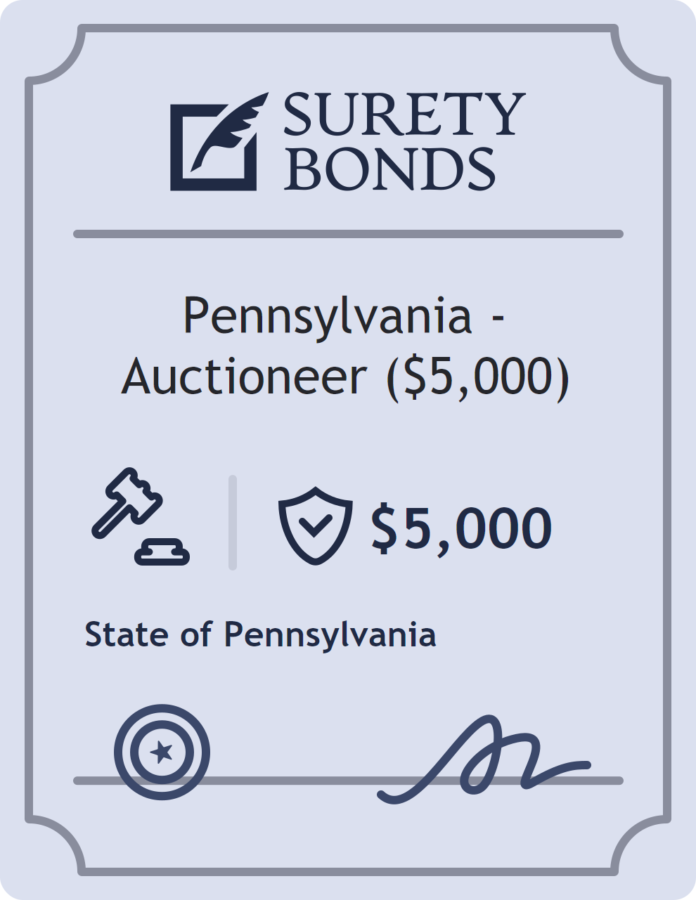 Surety bond badge for Pennsylvania - Auctioneer ($5,000)