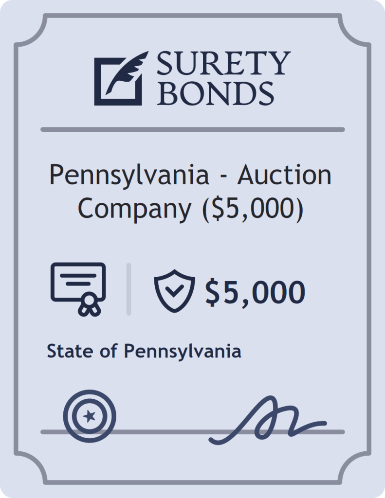 Surety bond badge for Pennsylvania - Auction Company ($5,000)
