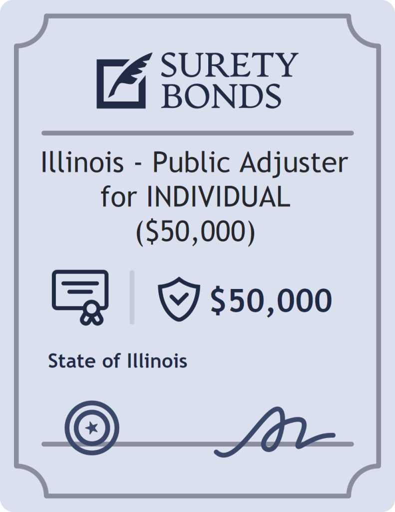 Surety bond badge for Illinois - Public Adjuster for INDIVIDUAL ($50,000)