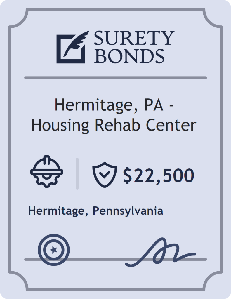 Surety bond badge for Hermitage, PA - Housing Rehab Center