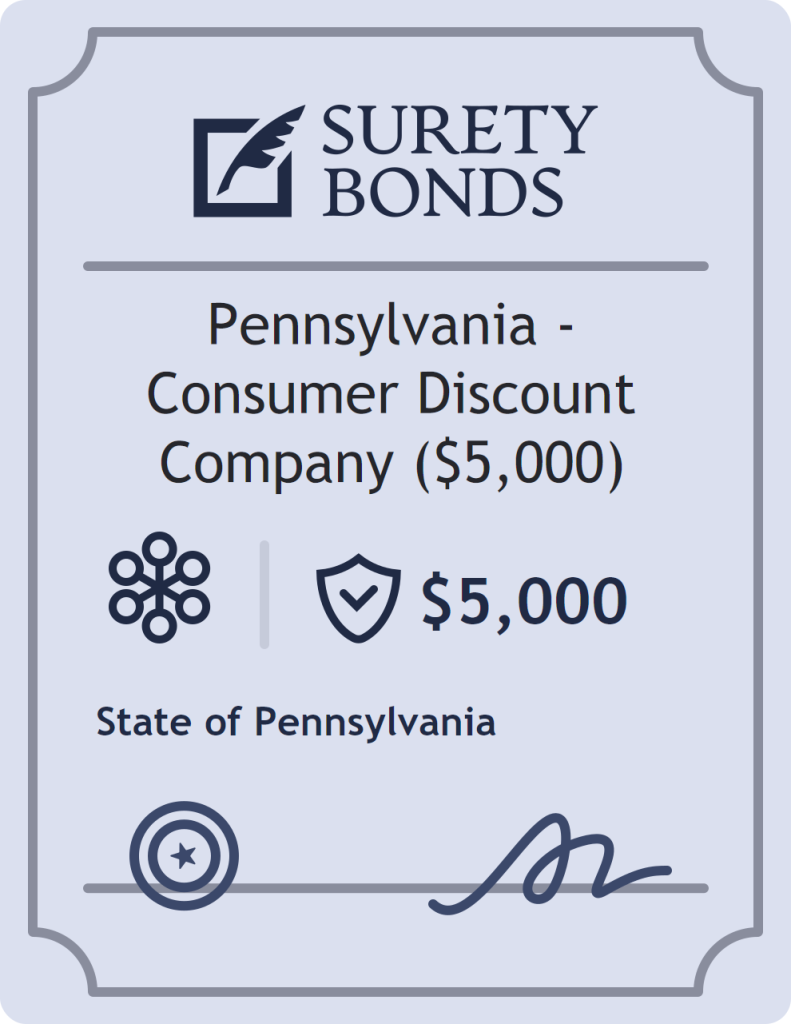 Surety bond badge for Pennsylvania - Consumer Discount Company ($5,000)