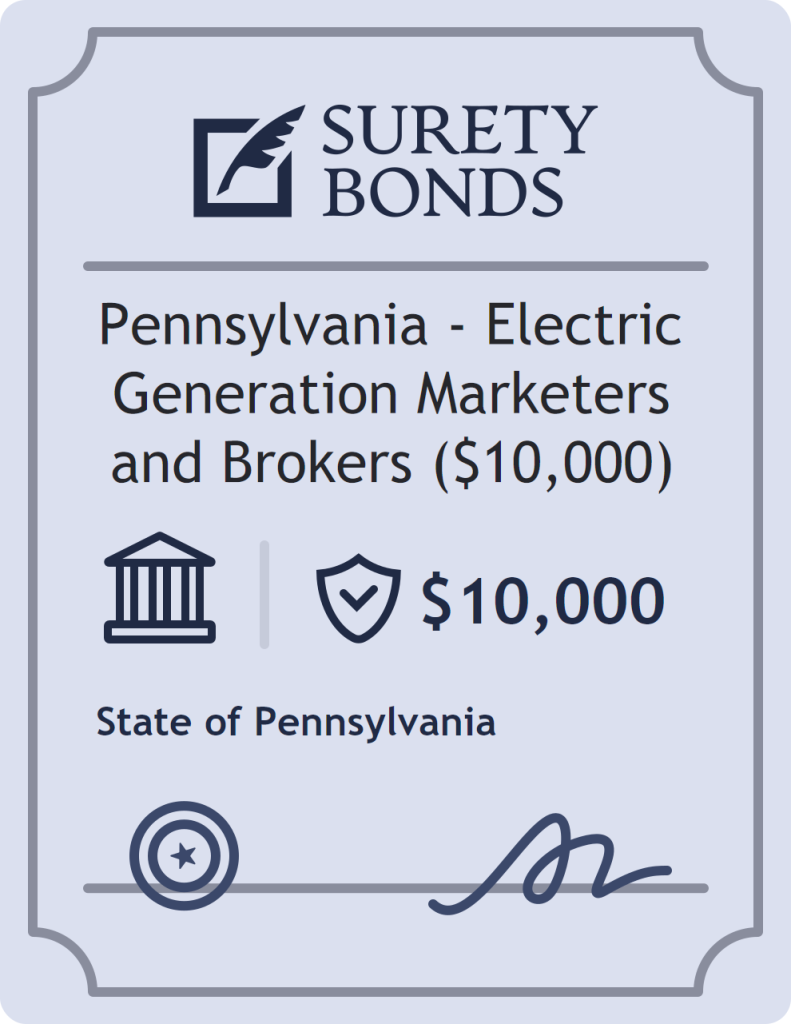 Surety bond badge for Pennsylvania - Electric Generation Marketers and Brokers ($10,000)