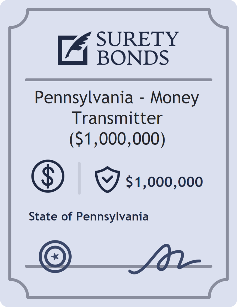 Surety bond badge for Pennsylvania - Money Transmitter ($1,000,000)