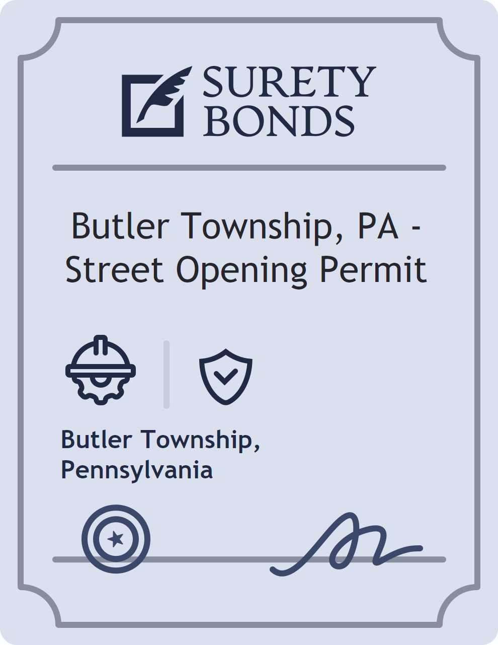 Surety bond badge for Butler Township, PA - Street Opening Permit