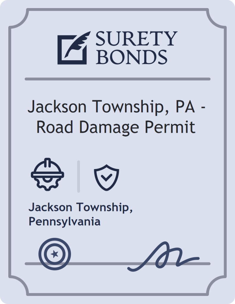 Surety bond badge for Jackson Township, PA - Road Damage Permit